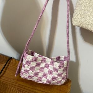 Crochet checkered purse